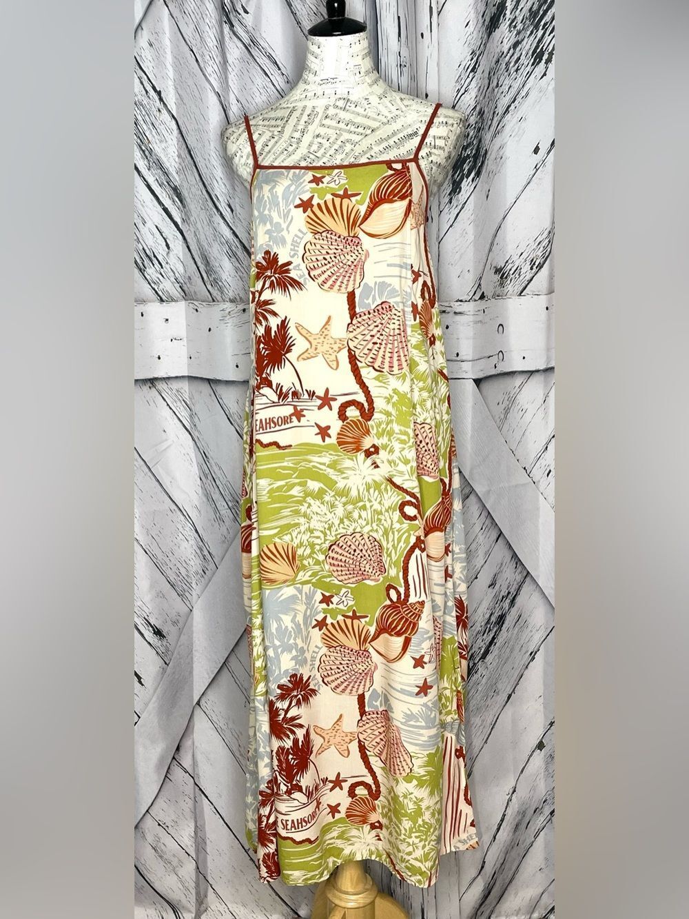 Label of Love Anthropologie Maxi Dress Seashore Pattern M
